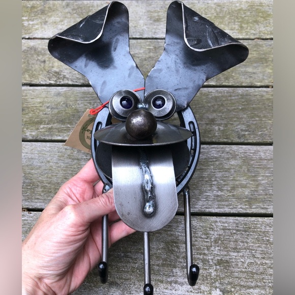 New NWT Original Yardbirds Lucky Happy Puppy Metal Dog Wall Art Key Leash Holder - Picture 13 of 13